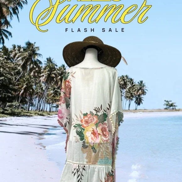 Z&L Floral Kaftan Cover-Up (HAT not included) - Picture 4 of 7